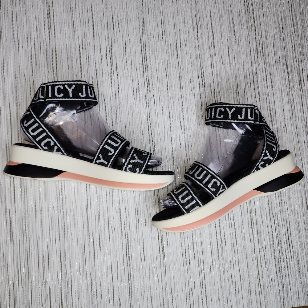 NEW Juicy Couture Womens Impulse Printed Logo velcro strap sandle size 7.5